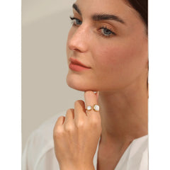 18k Gold Plated Square Shell Ring | Elegant Geometric Stainless Steel Design – Euphoria Jewels Co