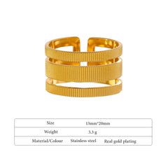 Geometric Statement Ring, 18K Gold Plated | Minimalist Stainless Steel Design – Euphoria Jewels Co
