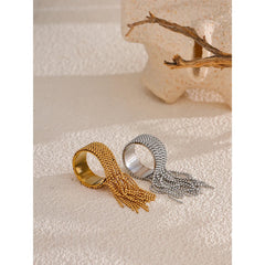 Adjustable Chain Tassel Ring, 18K Gold Plated | Fashion Statement Ring – Euphoria Jewels Co
