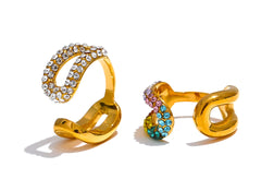 Open Colorful Zirconia Ring, 18K Gold Plated | Luxurious Geometric Design, Stainless Steel – Euphoria Jewels Co
