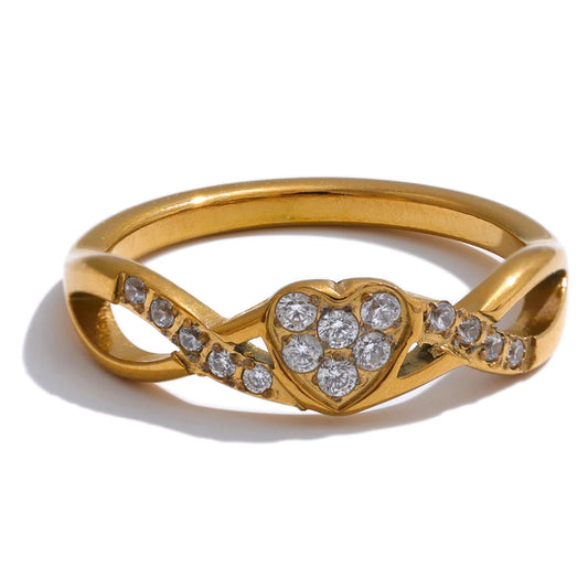Dainty Heart Zirconia Ring Gold Plated | Elegant Everyday Stainless Steel Jewelry – Euphoria Jewels Co