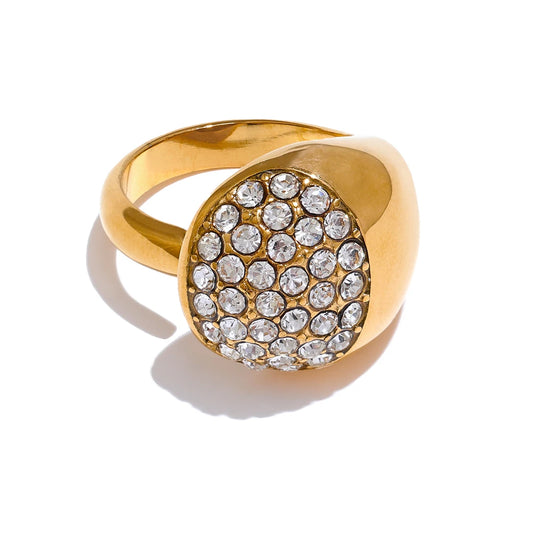 Sparkling Zirconia Ring with 18k Gold Plating | Elegant Geometric Stainless Steel Ring – Euphoria Jewels Co