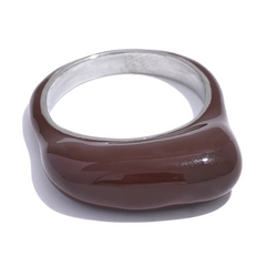Minimalist Enamel Ring in White, Green, and Coffee Tones with 18k Gold Plating | Chic Design – Euphoria Jewels Co