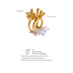 18K Gold Plated "Firework" Flower Open Ring | Unique Geometric Stainless Steel Design – Euphoria Jewels Co