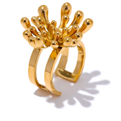 18K Gold Plated "Firework" Flower Open Ring | Unique Geometric Stainless Steel Design – Euphoria Jewels Co