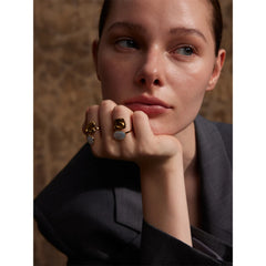 Square Heart Ring with Natural Shell, Adjustable, 18K Gold Plated | Chic and Elegant Jewelry – Euphoria Jewels Co