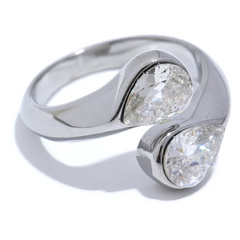 Gold Plated Sparkling Geometric AAA Zircon Ring | Modern Textured Luxury Jewelry – Euphoria Jewels Co