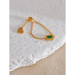 Adjustable Chain Ring with Green Zirconia in 18k Gold Plating | Delicate Elegant Jewelry – Euphoria Jewels Co
