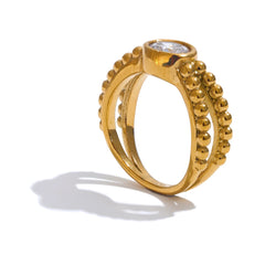 Geometric Zirconia Ring, 18K Gold Plated | Trendy Stainless Steel Design – Euphoria Jewels Co