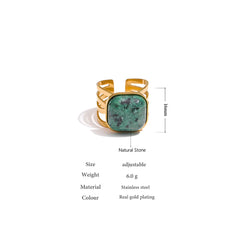 18K Gold Plated Open African Turquoise Ring | Geometric Natural Stone Jewelry – Euphoria Jewels Co