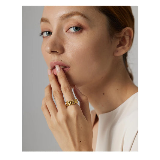 18K Gold Plated Rope Chain Ring | Fashionable Statement Ring - Euphoria Jewels Co