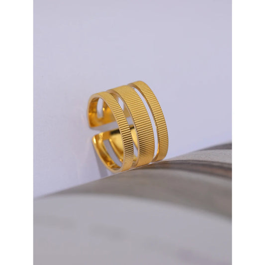 Geometric Statement Ring, 18K Gold Plated | Minimalist Stainless Steel Design – Euphoria Jewels Co