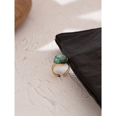 Open Natural Green Stone Ring, 18K Gold Plated | Elegant Statement Ring – Euphoria Jewels Co
