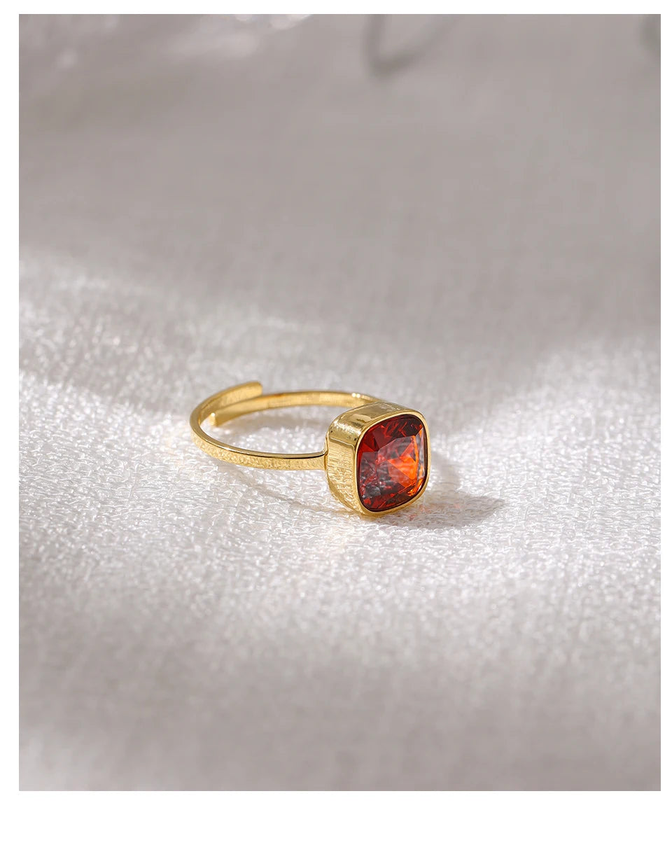 18K Gold Plated Adjustable Geometric Crystal Ring | Luxury Stainless Steel Jewelry – Euphoria Jewels Co