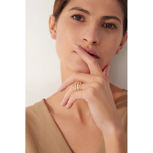Geometric Statement Ring, 18K Gold Plated | Minimalist Stainless Steel Design – Euphoria Jewels Co