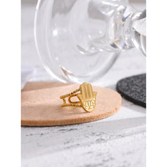 Open hand design ring, 18K gold-plated | Unique stainless steel statement ring – Euphoria Jewels Co