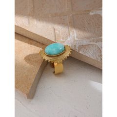 Open Geometric Stone Ring, 18K Gold Plated | Elegant Statement Ring – Euphoria Jewels Co