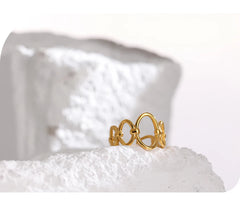 18K Gold Plated Open Chain Ring | Stainless Steel Geometric Statement Ring – Euphoria Jewels Co