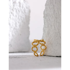 18K Gold Plated Open Chain Ring | Stainless Steel Geometric Statement Ring – Euphoria Jewels Co