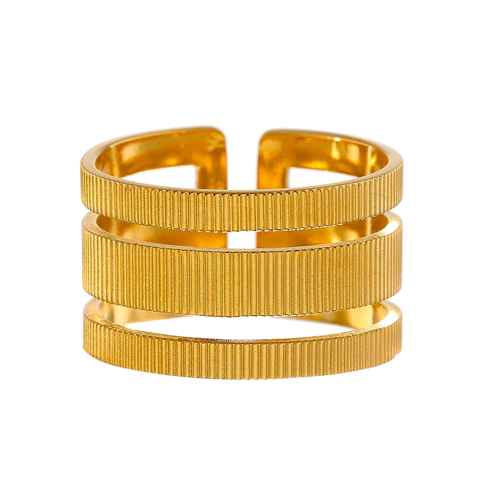 Geometric Statement Ring, 18K Gold Plated | Minimalist Stainless Steel Design – Euphoria Jewels Co