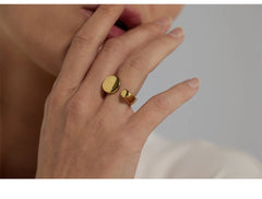 18K Gold Plated Geometric Rope Ring | Elegant Stainless Steel Statement Ring – Euphoria Jewels Co