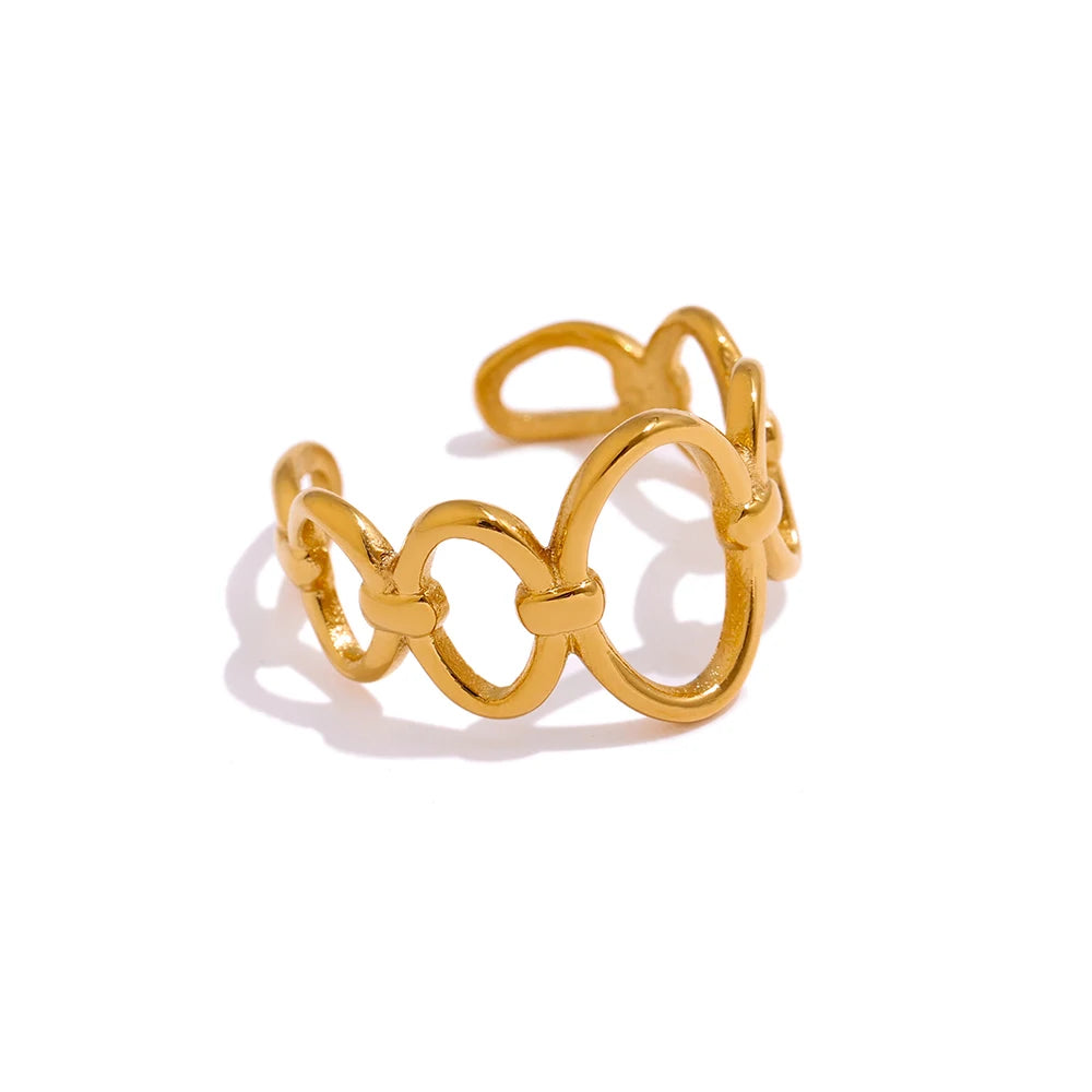 18K Gold Plated Open Chain Ring | Stainless Steel Geometric Statement Ring – Euphoria Jewels Co