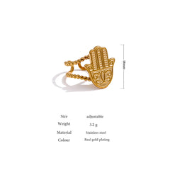 Open hand design ring, 18K gold-plated | Unique stainless steel statement ring – Euphoria Jewels Co