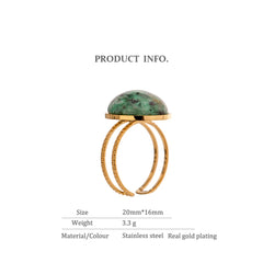 Open Natural Green Stone Ring, 18K Gold Plated | Elegant Statement Ring – Euphoria Jewels Co
