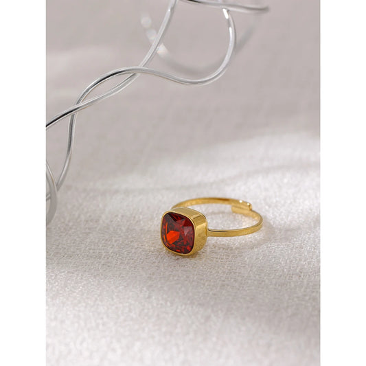 18K Gold Plated Adjustable Geometric Crystal Ring | Luxury Stainless Steel Jewelry – Euphoria Jewels Co