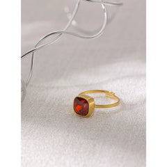 18K Gold Plated Adjustable Geometric Crystal Ring | Luxury Stainless Steel Jewelry – Euphoria Jewels Co