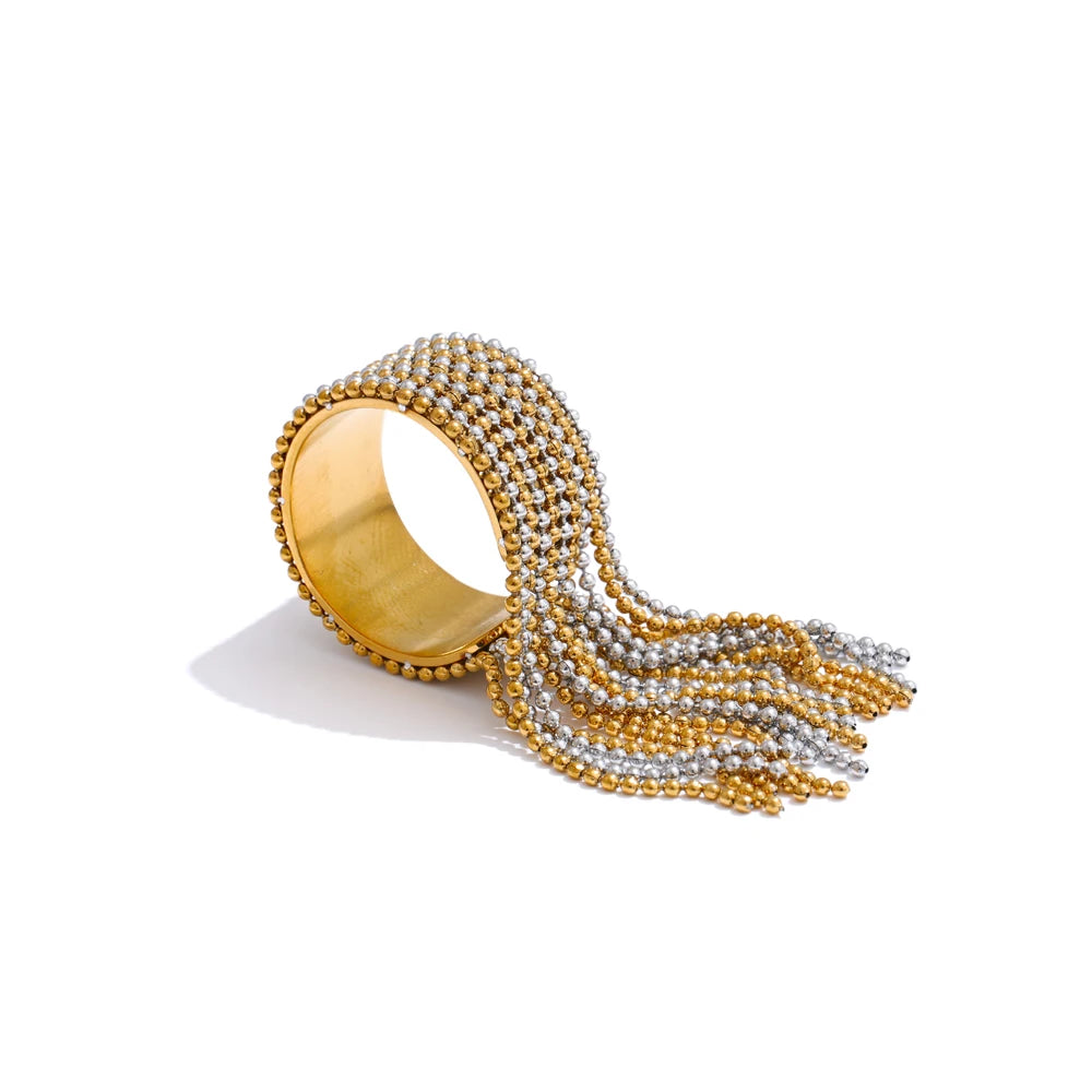 Adjustable Chain Tassel Ring, 18K Gold Plated | Fashion Statement Ring – Euphoria Jewels Co