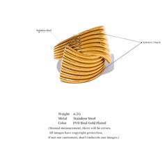 Wide geometric textured ring with 18K gold plating | Modern Stainless Steel Statement Ring – Euphoria Jewels Co