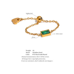 Adjustable Chain Ring with Green Zirconia in 18k Gold Plating | Delicate Elegant Jewelry – Euphoria Jewels Co