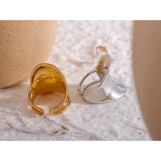 Large Minimalist Statement Ring in 18K Gold Plating | Bold Geometric Design Stainless Steel – Euphoria Jewels Co
