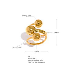 Large Multi-Layer Beaded Ring, 18K Gold Plated | Unique Geometric Stainless Steel Design – Euphoria Jewels Co