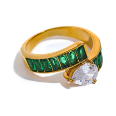 Luxurious Gold Ring with Colorful Zirconia Stones | Hypoallergenic Jewelry with 18K Gold Plating – Euphoria Jewels Co