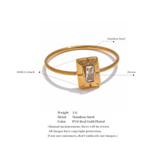 Thin square ring with zirconia, 18K gold plated | Chic and delicate stainless steel jewelry – Euphoria Jewels Co