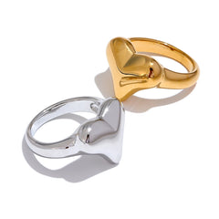 Romantic Heart Ring in Platinum Plating | Elegant and Waterproof Stainless Steel Jewelry – Euphoria Jewels Co