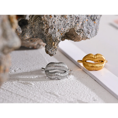 Gold Plated Open Lip Ring | Unique Fashion Jewelry Stainless Steel – Euphoria Jewels Co