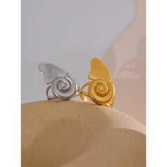 Geometric Shell Open Ring Gold Plated | Modern Stainless Steel Statement Ring – Euphoria Jewels Co