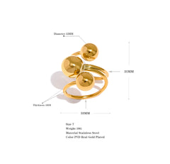 Large Multi-Layer Beaded Ring, 18K Gold Plated | Unique Geometric Stainless Steel Design – Euphoria Jewels Co