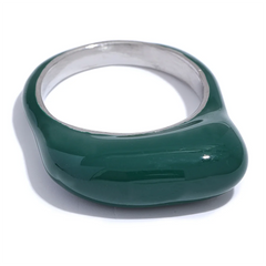 Minimalist Enamel Ring in White, Green, and Coffee Tones with 18k Gold Plating | Chic Design – Euphoria Jewels Co