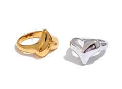 Romantic Heart Ring in Platinum Plating | Elegant and Waterproof Stainless Steel Jewelry – Euphoria Jewels Co