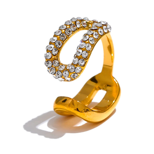 Open Colorful Zirconia Ring, 18K Gold Plated | Luxurious Geometric Design, Stainless Steel – Euphoria Jewels Co