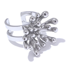 18K Gold Plated "Firework" Flower Open Ring | Unique Geometric Stainless Steel Design – Euphoria Jewels Co