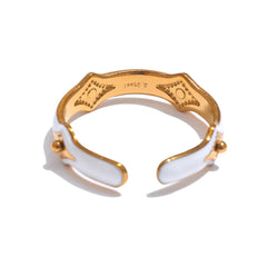 18K Gold Plated White Enamel Open Star Ring | Chic Adjustable Stainless Steel Ring – Euphoria Jewels Co