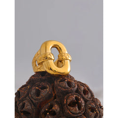 Wide hollow geometric texture ring with 18k gold plating | Bold stainless steel statement ring – Euphoria Jewels Co