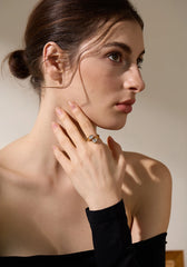 Gold Plated Sparkling Geometric AAA Zircon Ring | Modern Textured Luxury Jewelry – Euphoria Jewels Co