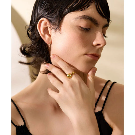 Minimalist Smooth 18K Gold Plated Ring | Clean Geometric Stainless Steel Design – Euphoria Jewels Co