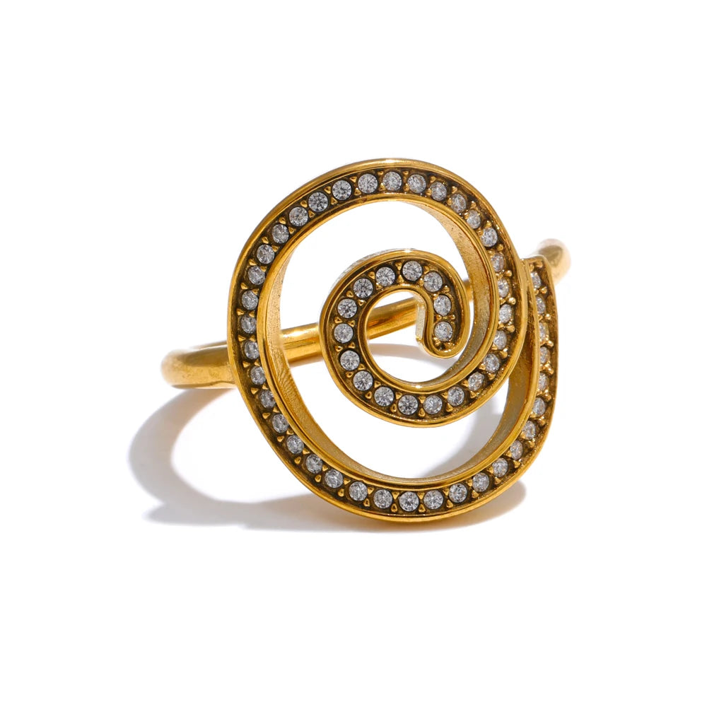 Adjustable Zirconia Ring in Gold Plating | Delicate Geometric Stainless Steel Design – Euphoria Jewels Co